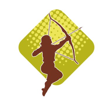 Dişi okçu bir dövüşçünün silueti ok ve yayla pozisyonunu alıyor..