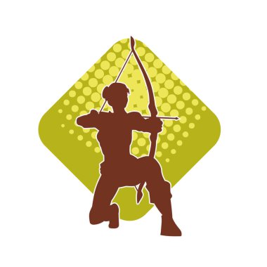 Dişi okçu bir dövüşçünün silueti ok ve yayla pozisyonunu alıyor..