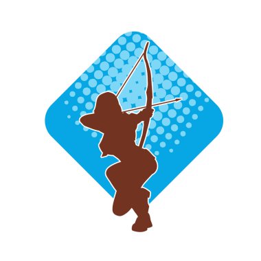 Dişi okçu bir dövüşçünün silueti ok ve yayla pozisyonunu alıyor..