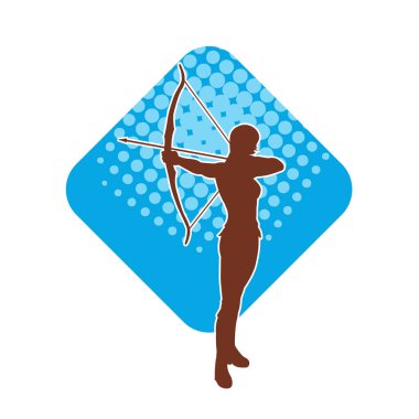 Dişi okçu bir dövüşçünün silueti ok ve yayla pozisyonunu alıyor..