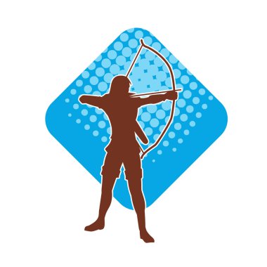 Dişi okçu bir dövüşçünün silueti ok ve yayla pozisyonunu alıyor..