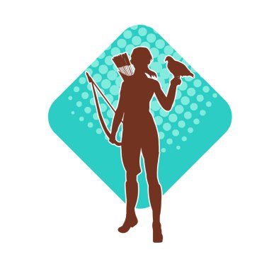 Dişi okçu bir dövüşçünün silueti ok ve yayla pozisyonunu alıyor..