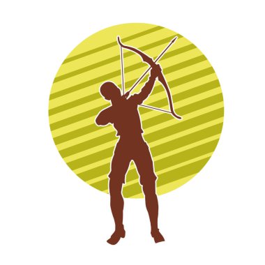 Dişi okçu bir dövüşçünün silueti ok ve yayla pozisyonunu alıyor..