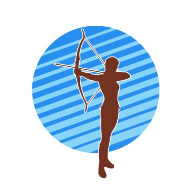 Dişi okçu bir dövüşçünün silueti ok ve yayla pozisyonunu alıyor..