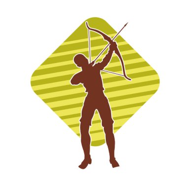 Dişi okçu bir dövüşçünün silueti ok ve yayla pozisyonunu alıyor..