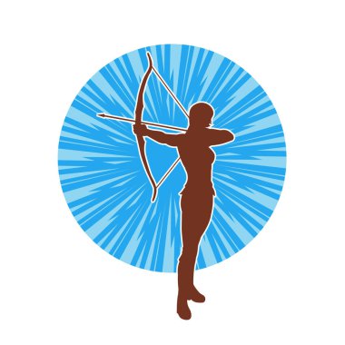 Dişi okçu bir dövüşçünün silueti ok ve yayla pozisyonunu alıyor..