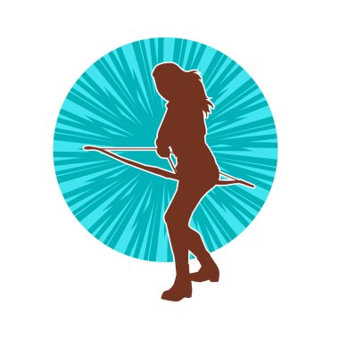 Dişi okçu bir dövüşçünün silueti ok ve yayla pozisyonunu alıyor..