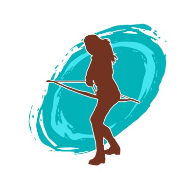 Dişi okçu bir dövüşçünün silueti ok ve yayla pozisyonunu alıyor..