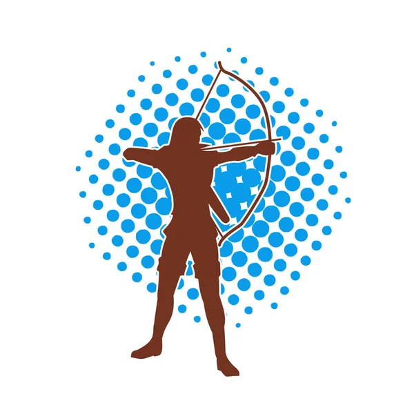 Dişi okçu bir dövüşçünün silueti ok ve yayla pozisyonunu alıyor..