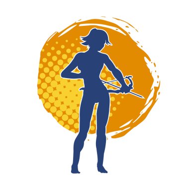 Dişi okçu bir dövüşçünün silueti ok ve yayla pozisyonunu alıyor..