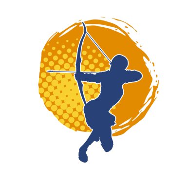 Dişi okçu bir dövüşçünün silueti ok ve yayla pozisyonunu alıyor..