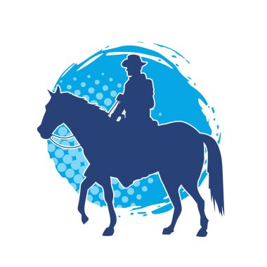 At süren bir kovboyun silueti.