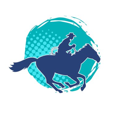 At süren bir kovboyun silueti.