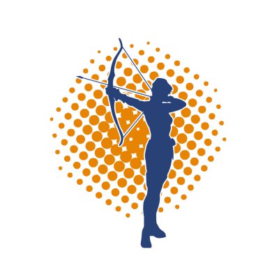 Dişi okçu bir dövüşçünün silueti ok ve yayla pozisyonunu alıyor..