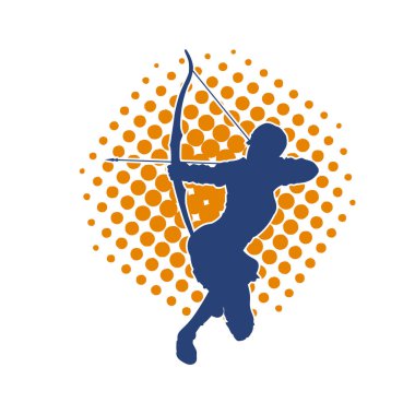 Dişi okçu bir dövüşçünün silueti ok ve yayla pozisyonunu alıyor..