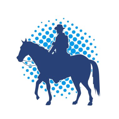 At süren bir kovboyun silueti.