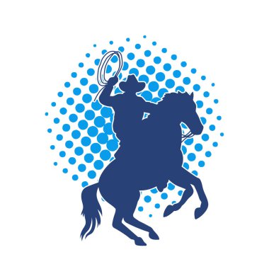 At süren bir kovboyun silueti. Kementle ip atıyor.