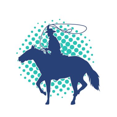 At süren bir kovboyun silueti. Kementle ip atıyor.