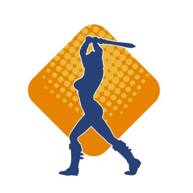 Bir kadın dövüşçünün silueti kılıç taşırken poz veriyor..