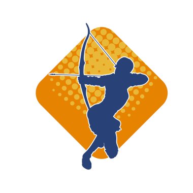 Dişi okçu bir dövüşçünün silueti ok ve yayla pozisyonunu alıyor..