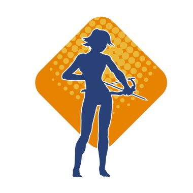 Dişi okçu bir dövüşçünün silueti ok ve yayla pozisyonunu alıyor..