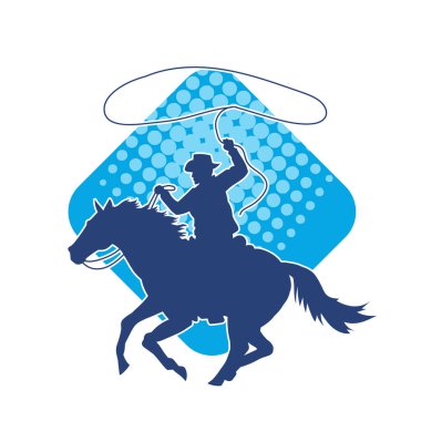 At süren bir kovboyun silueti. Kementle ip atıyor.