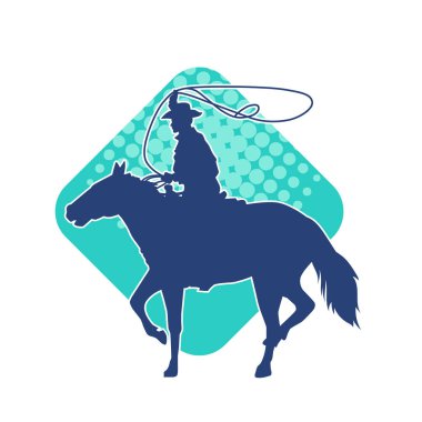 At süren bir kovboyun silueti. Kementle ip atıyor.