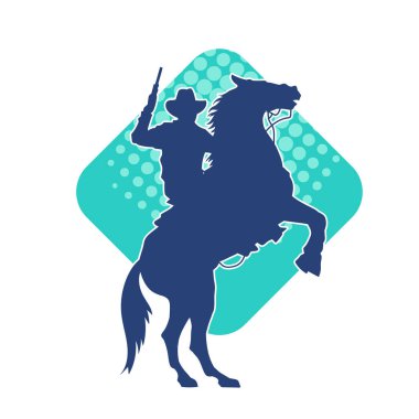 At süren ve silah taşıyan bir kovboyun silueti.