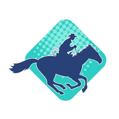 At süren bir kovboyun silueti.