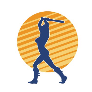 Bir kadın dövüşçünün silueti kılıç taşırken poz veriyor..