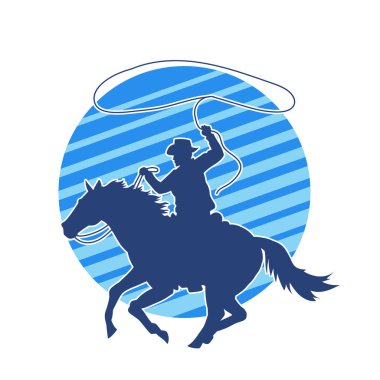 At süren bir kovboyun silueti. Kementle ip atıyor.