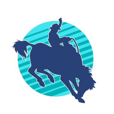 At süren bir kovboyun silueti.