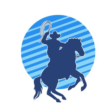 At süren bir kovboyun silueti. Kementle ip atıyor.