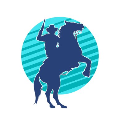 At süren ve silah taşıyan bir kovboyun silueti.