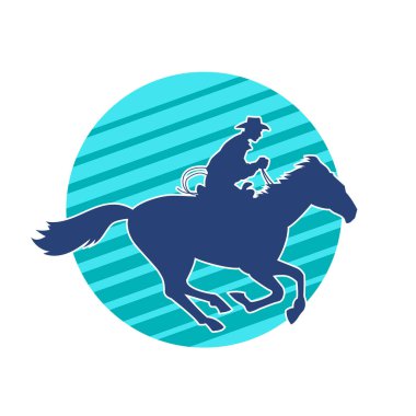 At süren bir kovboyun silueti.