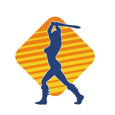 Bir kadın dövüşçünün silueti kılıç taşırken poz veriyor..