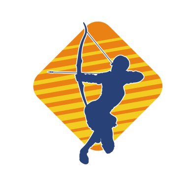 Dişi okçu bir dövüşçünün silueti ok ve yayla pozisyonunu alıyor..