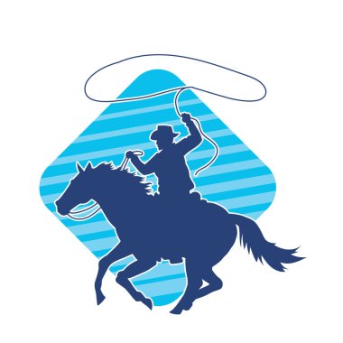 At süren bir kovboyun silueti. Kementle ip atıyor.