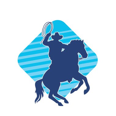 At süren bir kovboyun silueti. Kementle ip atıyor.