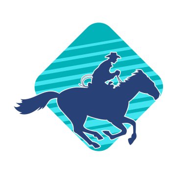 At süren bir kovboyun silueti.