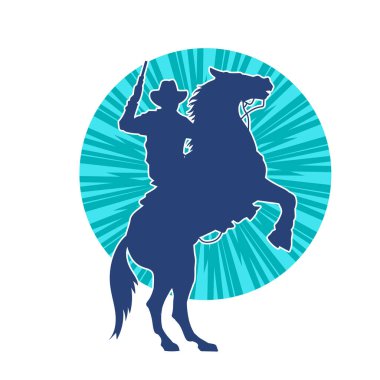 At süren ve silah taşıyan bir kovboyun silueti.