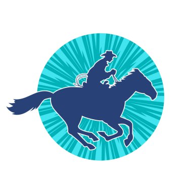 At süren bir kovboyun silueti.