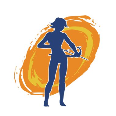 Dişi okçu bir dövüşçünün silueti ok ve yayla pozisyonunu alıyor..