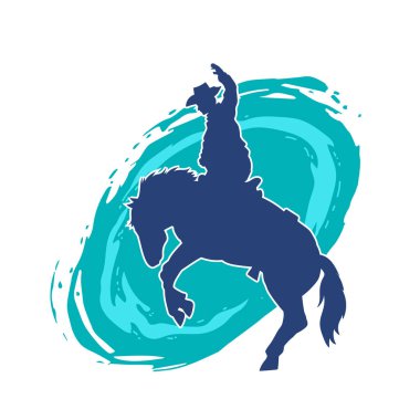 At süren bir kovboyun silueti.