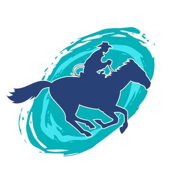 At süren bir kovboyun silueti.