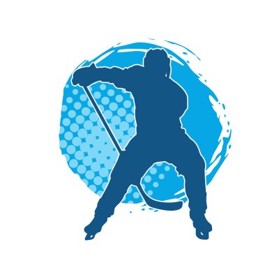 Kasklı ve üniformalı bir buz hokeyi oyuncusunun silueti.