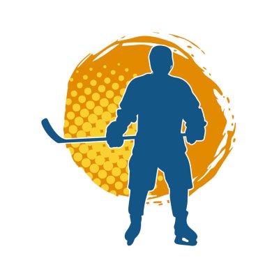 Kasklı ve üniformalı bir buz hokeyi oyuncusunun silueti.