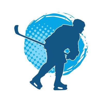 Kasklı ve üniformalı bir buz hokeyi oyuncusunun silueti.