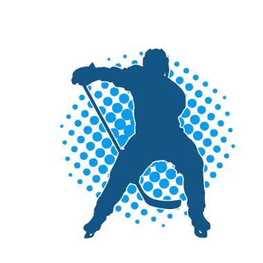 Kasklı ve üniformalı bir buz hokeyi oyuncusunun silueti.