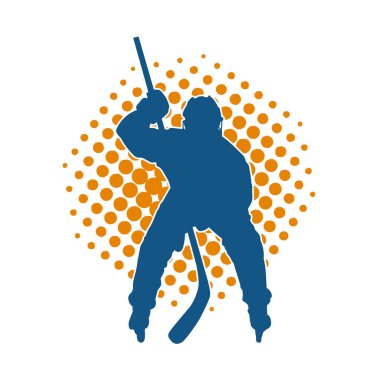 Kasklı ve üniformalı bir buz hokeyi oyuncusunun silueti.